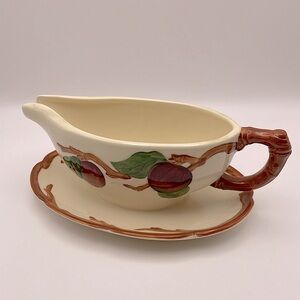Vintage California Franciscan Ware, Apple Pattern, Gravy Boat w/ attached plate